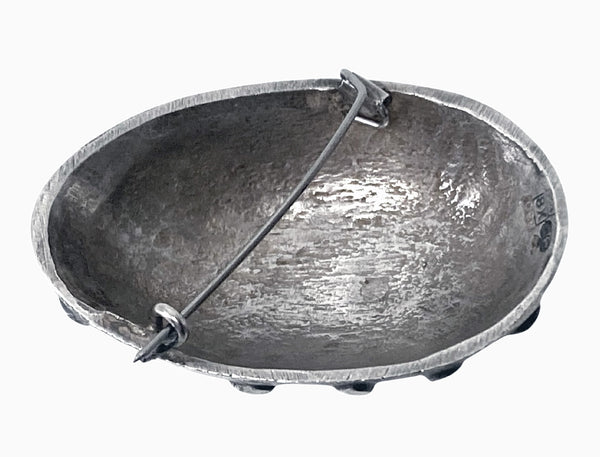 Mid century oxidised silver egg brooch, Sweden 1948