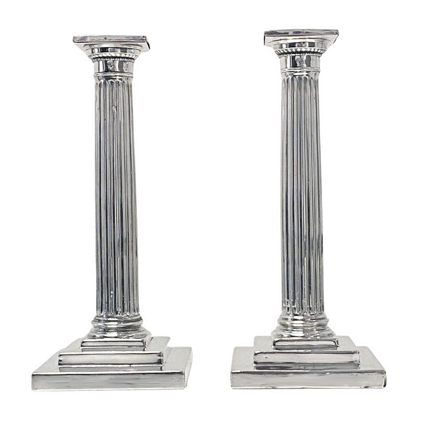 Pair of Antique Gorham Sterling Silver Column Candlesticks 1912