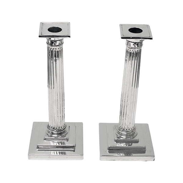 Pair of Antique Gorham Sterling Silver Column Candlesticks 1912