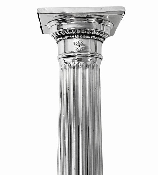 Pair of Antique Gorham Sterling Silver Column Candlesticks 1912