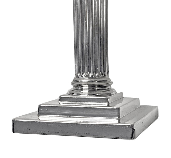 Pair of Antique Gorham Sterling Silver Column Candlesticks 1912