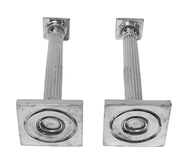 Pair of Antique Gorham Sterling Silver Column Candlesticks 1912