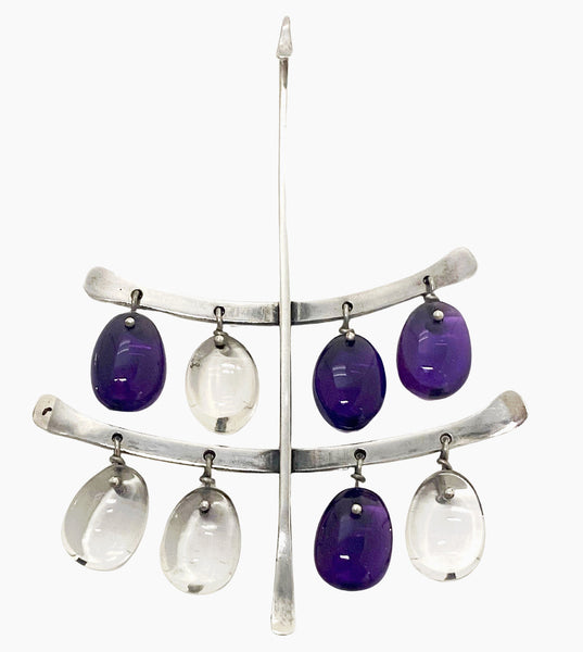 Georg Jensen Torun Sterling Amethyst Quartz Necklace, circa 1960
