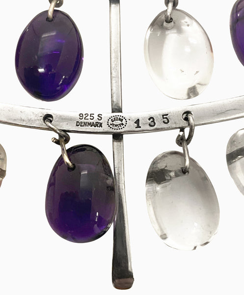 Georg Jensen Torun Sterling Amethyst Quartz Necklace, circa 1960