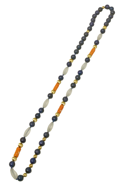 Lapis Lazuli, Rock Crystal, and 14K Gold Necklace