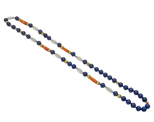 Lapis Lazuli, Rock Crystal, and 14K Gold Necklace