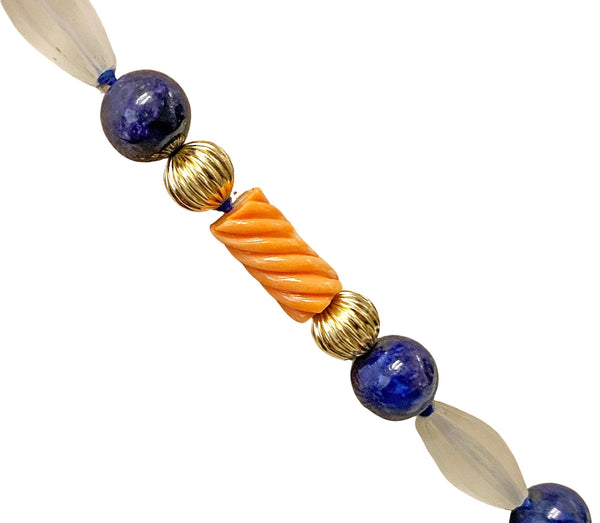 Lapis Lazuli, Rock Crystal, and 14K Gold Necklace