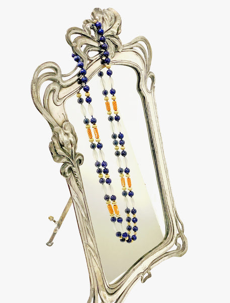 Lapis Lazuli, Rock Crystal, and 14K Gold Necklace