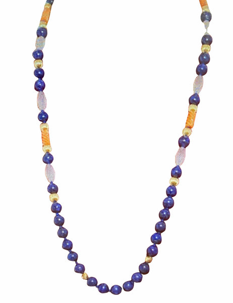 Lapis Lazuli, Rock Crystal, and 14K Gold Necklace