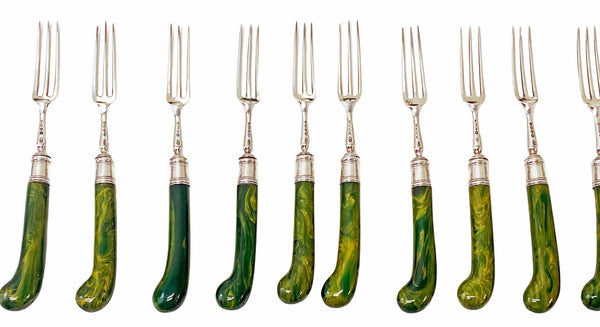 English Antique Silver dessert lunch fruit set London 1878 Geo Adams