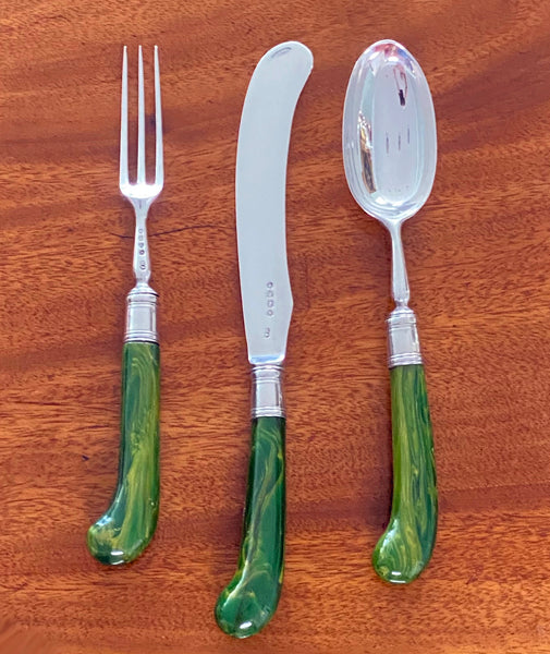 English Antique Silver dessert lunch fruit set London 1878 Geo Adams