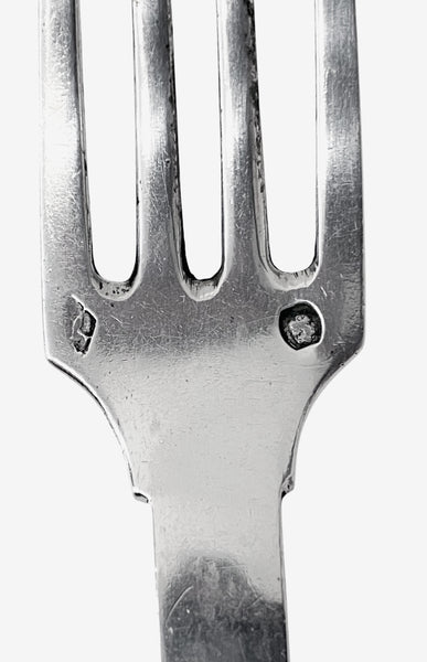 Antique French antique silver mop travel folding fork and spoon original box