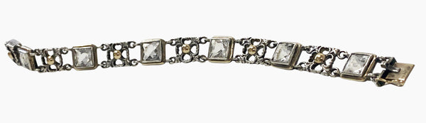 Sibyl Dunlop Signed Rock Crystal Sterling and Gold Bracelet C.1960