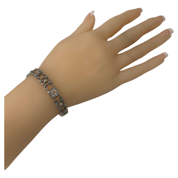 Sibyl Dunlop Signed Rock Crystal Sterling and Gold Bracelet C.1960