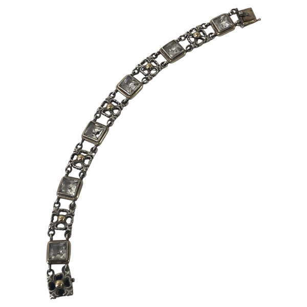 Sibyl Dunlop Signed Rock Crystal Sterling and Gold Bracelet C.1960