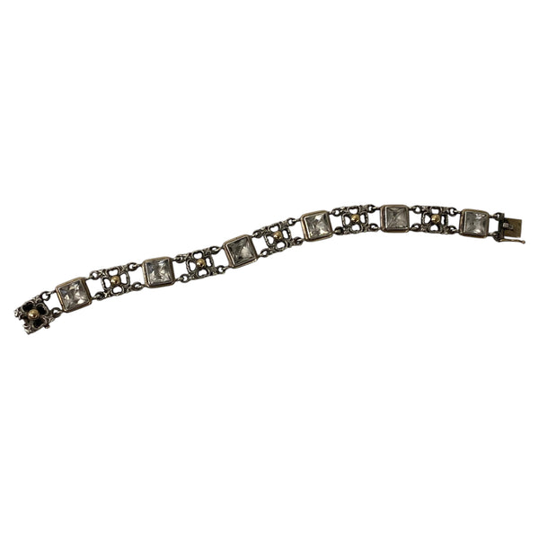 Sibyl Dunlop Signed Rock Crystal Sterling and Gold Bracelet C.1960