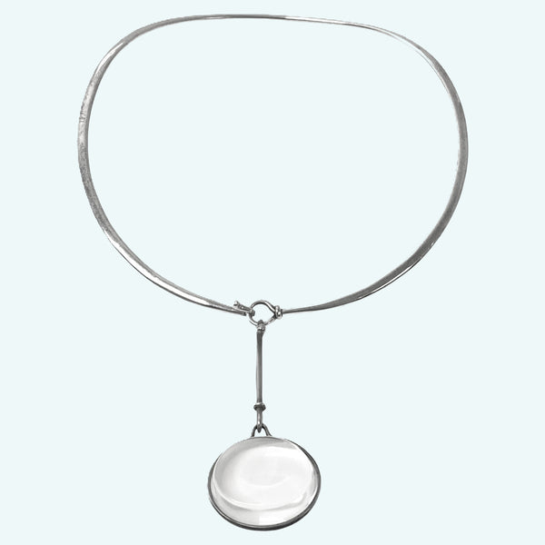 1970's Georg Jensen Sterling Rock Crystal Necklace Vivianna Torun