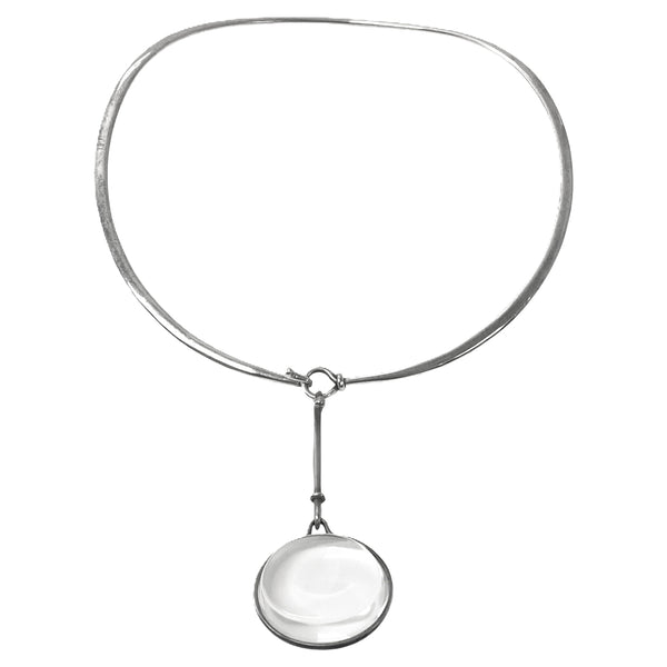 1970's Georg Jensen Sterling Rock Crystal Necklace Vivianna Torun