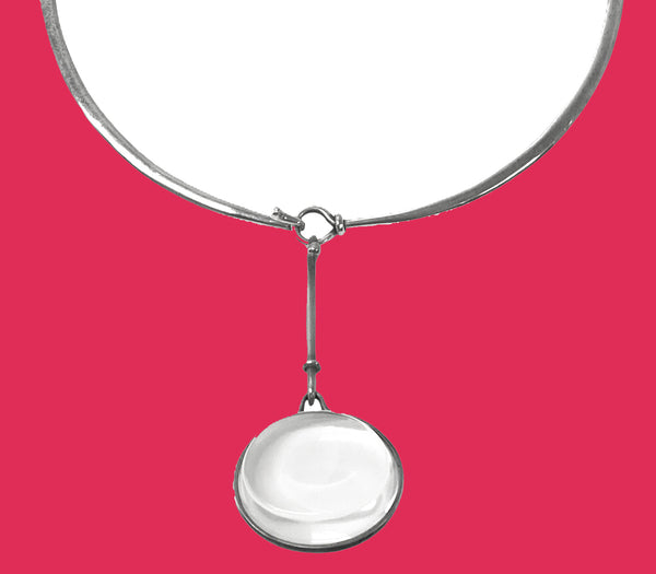 1970's Georg Jensen Sterling Rock Crystal Necklace Vivianna Torun