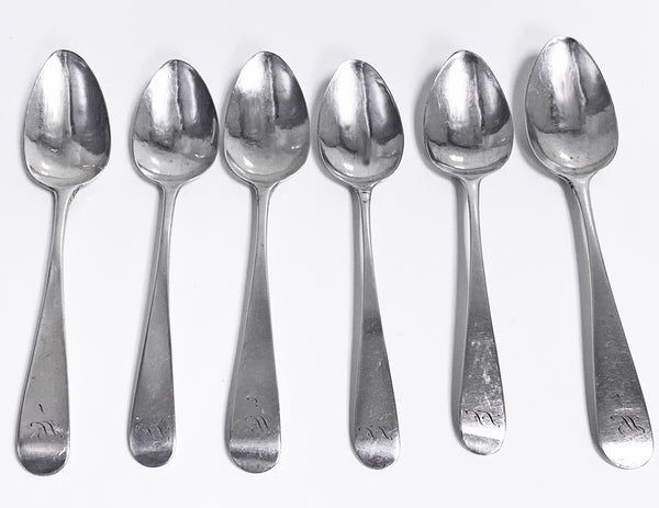 Set 6 Scottish Georgian Silver Old English Spoons Edinburgh C.1808