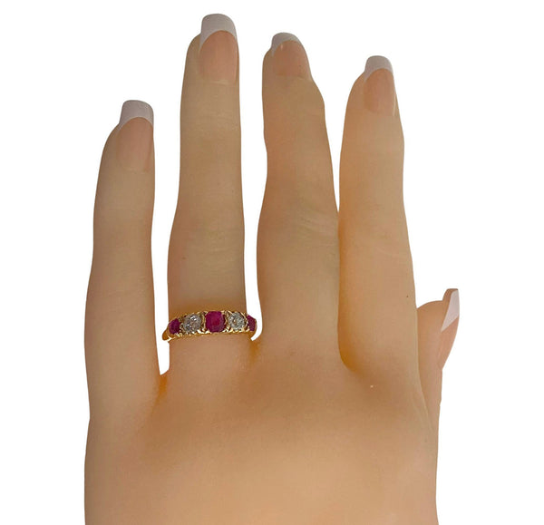 Antique Ruby and Diamond 18K Ring, English C.1890