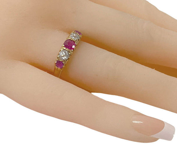 Antique Ruby and Diamond 18K Ring, English C.1890