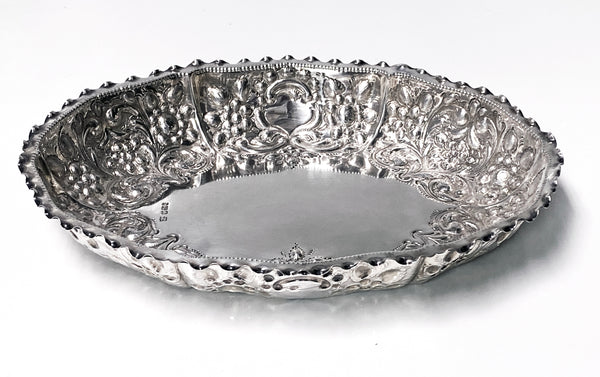 Antique English Sterling Silver Fruit Dish 1895 William Padley