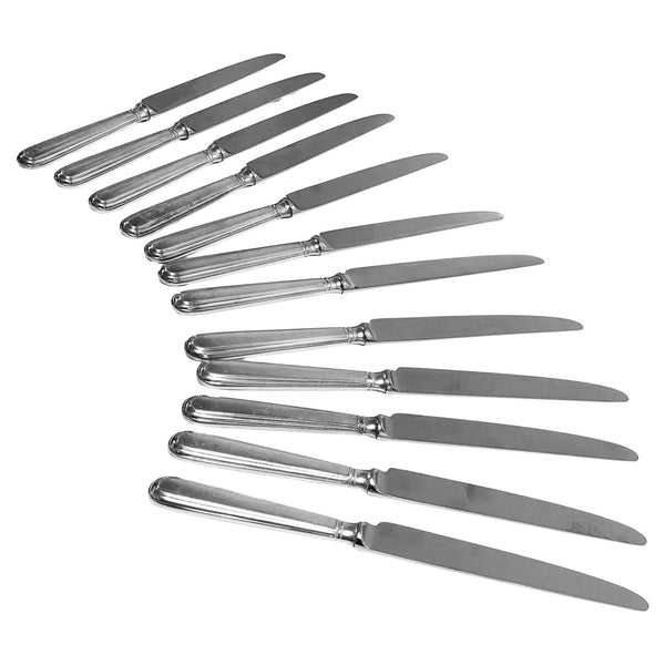 12 Sterling Silver dinner knives Old English Thread pattern