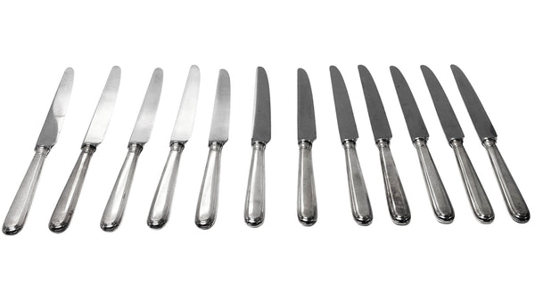 12 Sterling Silver dinner knives Old English Thread pattern