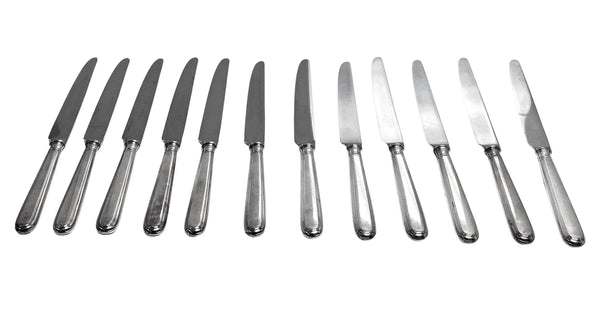 12 Sterling Silver dinner knives Old English Thread pattern