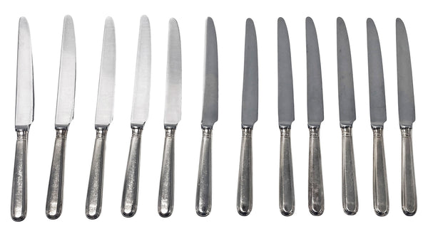 12 Sterling Silver dinner knives Old English Thread pattern