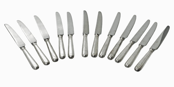 12 Sterling Silver dinner knives Old English Thread pattern