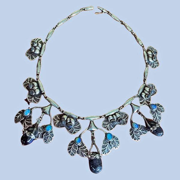 Important early Georg Jensen Labradorite and Opal Necklace 1915-1927.