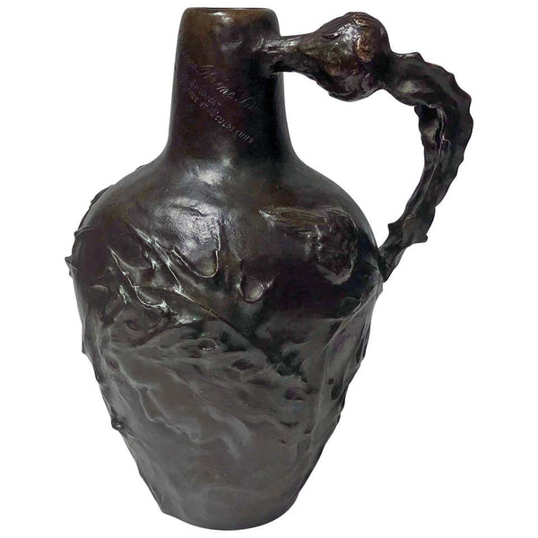 French Art Nouveau Bronze Jug Vase Jeanne Jozon
