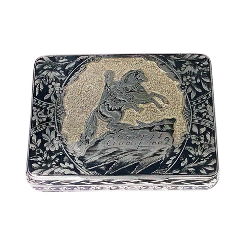 Russian Silver Niello Snuff Box, Nikolaì Lukich Dubrovin, 1824