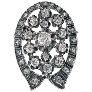 French Antique Diamond Brooch Pendant, C.1870