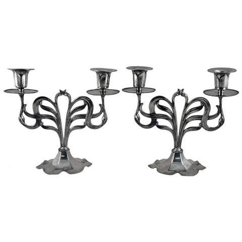 Art Nouveau Jugendstil Secessionist Candlesticks Candelabra, Orivit Germany