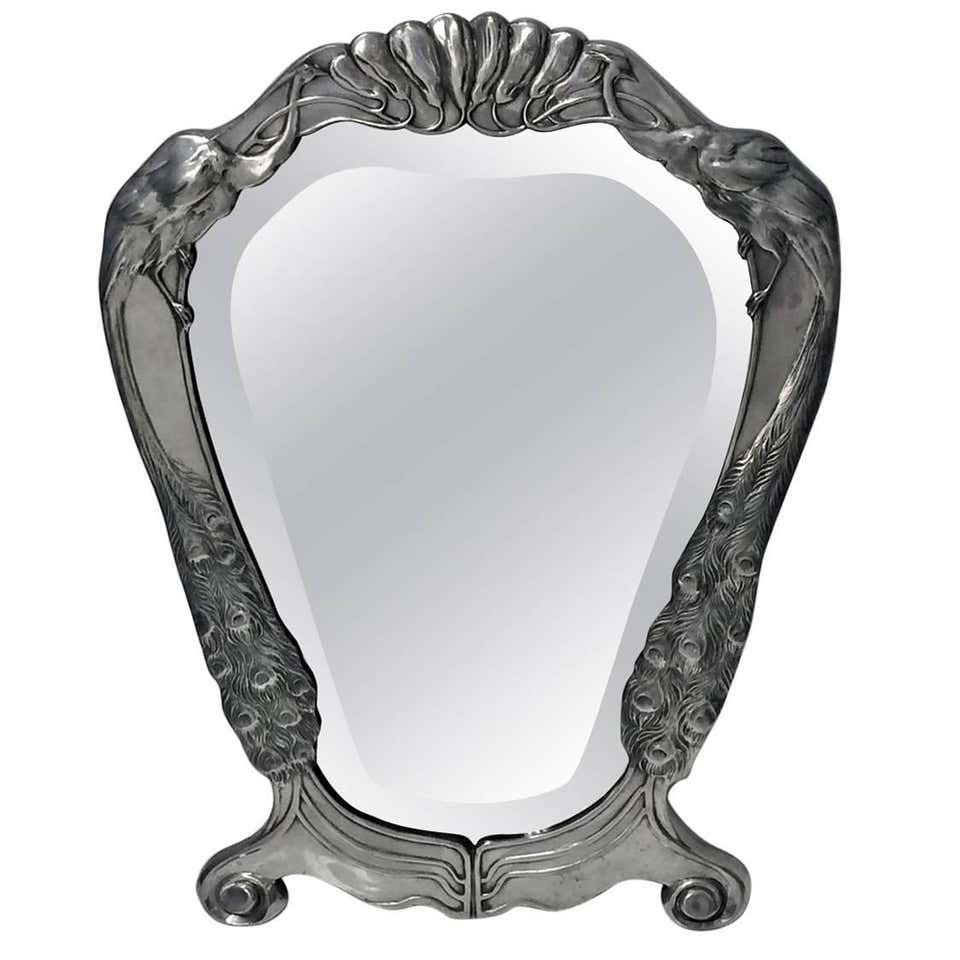 Friedrich Adler Art Nouveau Jugendstil Pewter Mirror