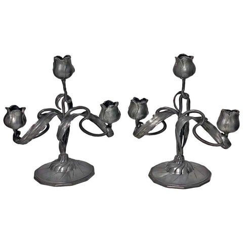 Art Nouveau Candelabra Candlesticks, Orivit, Germany, circa 1900