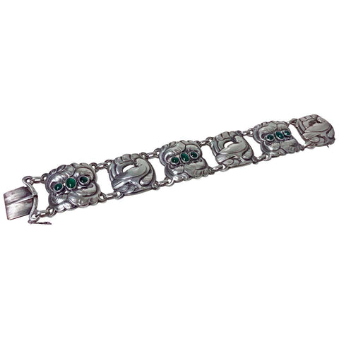 Georg Jensen Sterling Chrysoprase Dove Bracelet 1933-1944 Mark