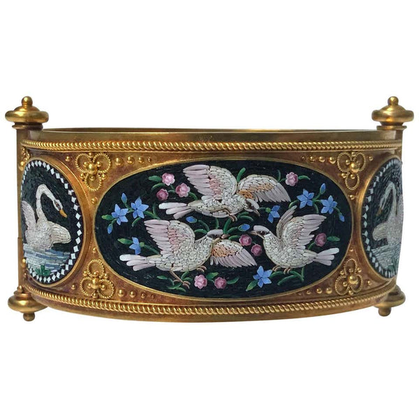 Rare Fine Roccheggiani Gold Mosaic Bangle Bracelet, circa 1870