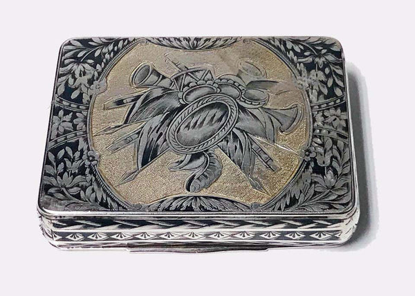 Russian Silver Niello Snuff Box, Nikolaì Lukich Dubrovin, 1824