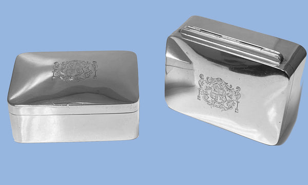 Pair Georgian Silver Boxes London 1803 Robert Hennell 1st