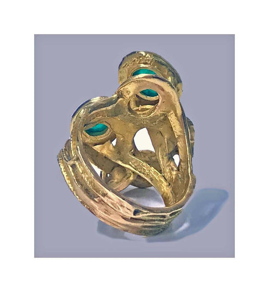 Emerald Diamond Gold Abstract Ring