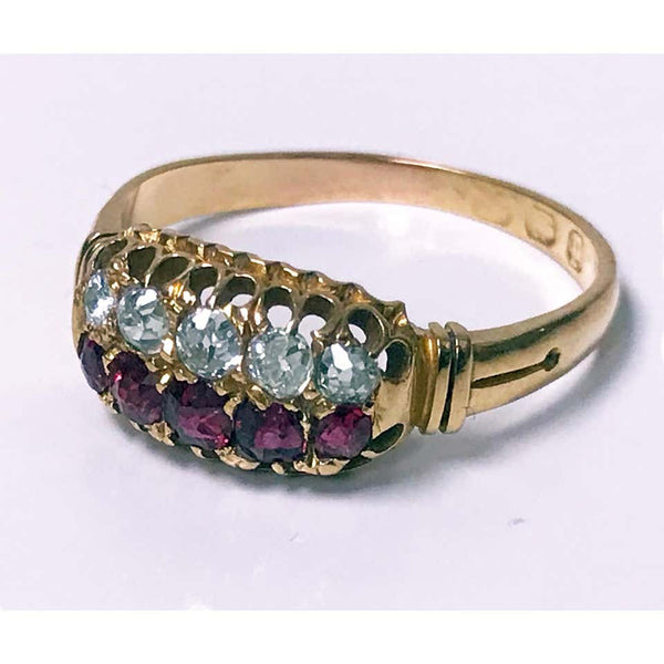 Antique 18 Karat Ruby Diamond Ring, Birmingham, 1899
