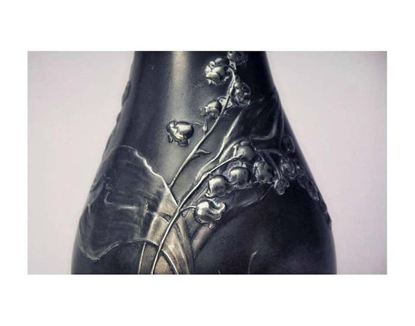 Art Nouveau Pewter Vase, Kayserzinn Germany, circa 1895