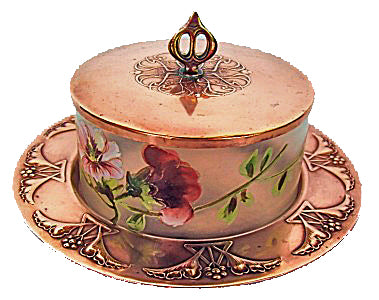 WMF Dish Art Nouveau Jugendstil Secessionist painted glass copper Dish
