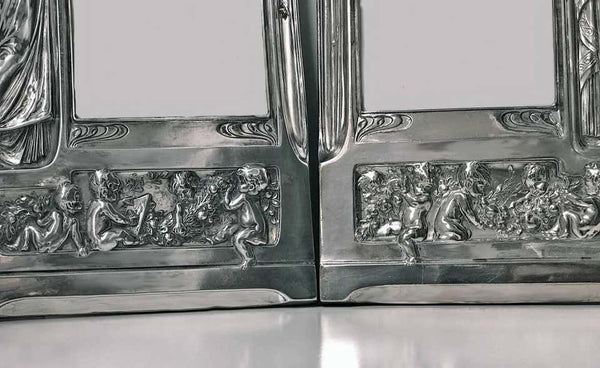 Pair of Art Nouveau Large Silver Plate Photograph Frames, Germany, circa 1900