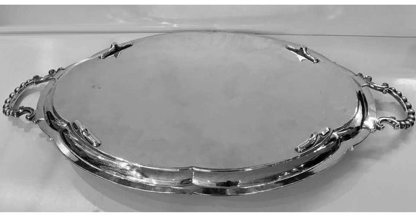 Large Antique Silver Plate Tray, Walker and Hall, circa 1890
