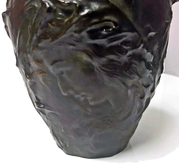 French Art Nouveau Bronze Jug Vase Jeanne Jozon